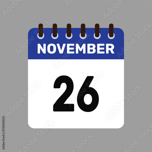 calendar with november 26 icon vector reminder for important deadlines and special events this autumn season