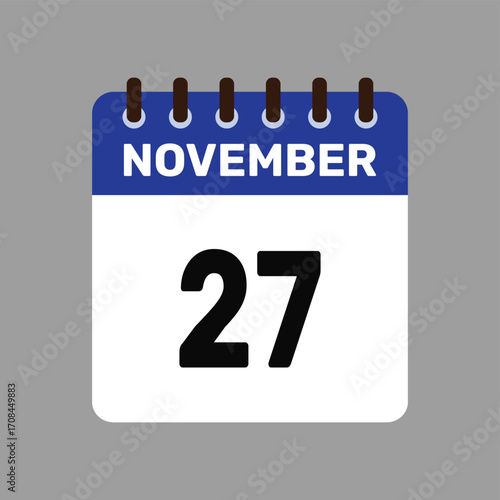 calendar with november 27 icon vector reminder for important deadlines and special events this autumn season