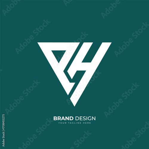 Letter Ph or Hp initial triangle minimal modern trendy logo