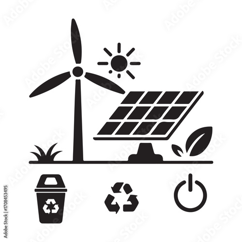Renewable energy icon set