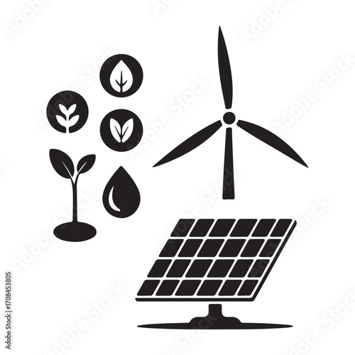 Renewable energy icon set