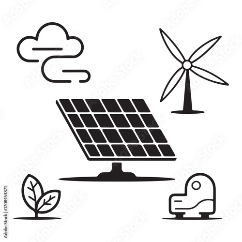 Renewable energy icon set