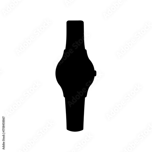 Silhouette of an elegant wristwatch showing time and style in dark shape