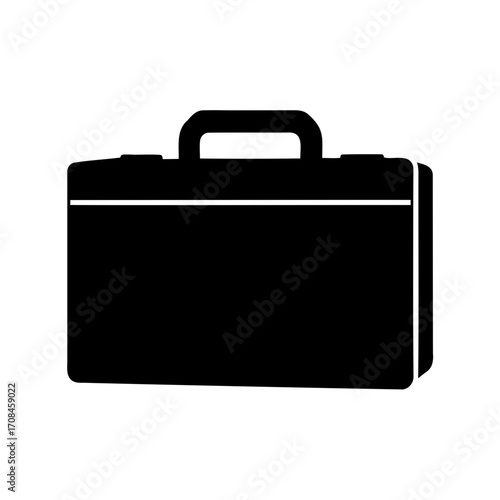 Simple minimalist silhouette of a classic black briefcase for professional use