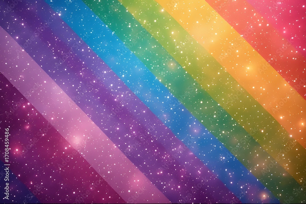 Obraz premium Vibrant diagonal rainbow spectrum with sparkling glitter effects and subtle bokeh