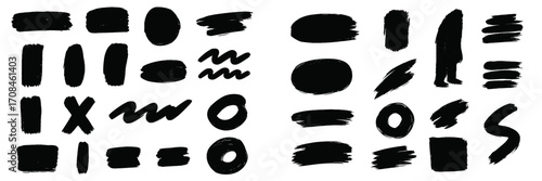 Various black brush stroke shapes for creative design projects and artwork