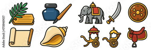 Unique collection of traditional Indian symbols showcasing art, culture, and history