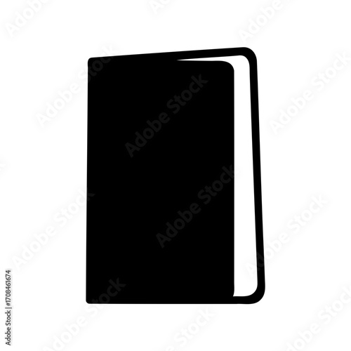 Simple solid black icon of a closed book viewed from the side