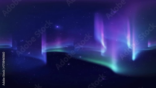 Abstract aurora-like light ribbons with gentle, star-like flares in a seamless looping video backdrop, calm, meditation