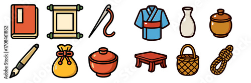 Unique collection of traditional Japanese items showcases rich cultural heritage and artistic craftsmanship