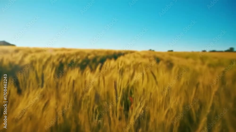 Golden wheat field swaying gently in the breeze under a clear blue sky, evoking a sense of peace and abundance. Golden wheat field swaying gently in the breeze under a clear blue sky, evoking a sense of peace and abundance.