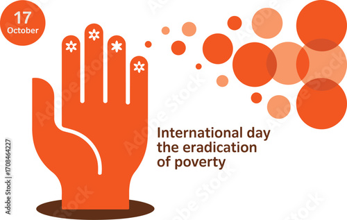 Raising awareness for International Day for the Eradication of Poverty with a hand and orange circles