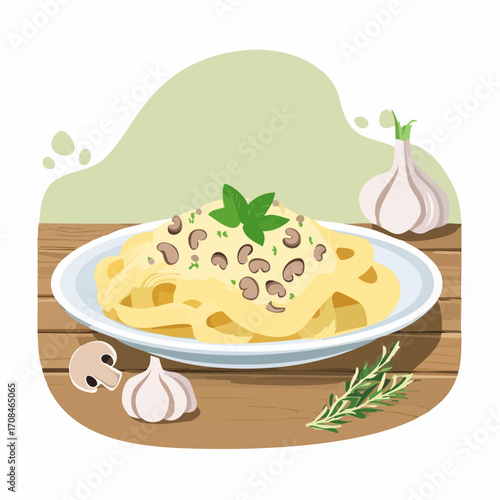 italienische Pasta mit Pilzen