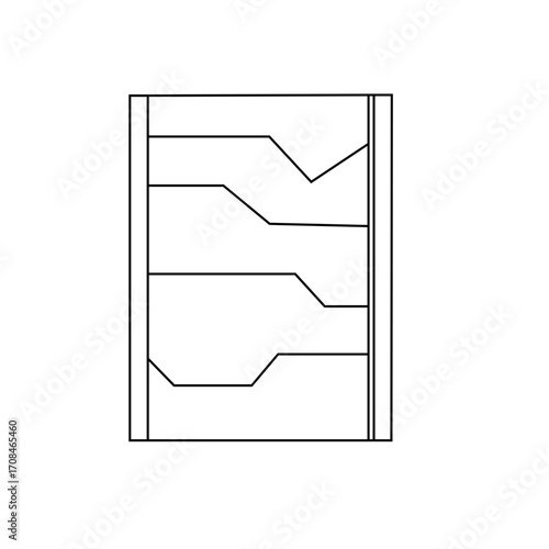 Simple black and white line drawing of a diagram, possibly representing a series of steps, levels, or a process.