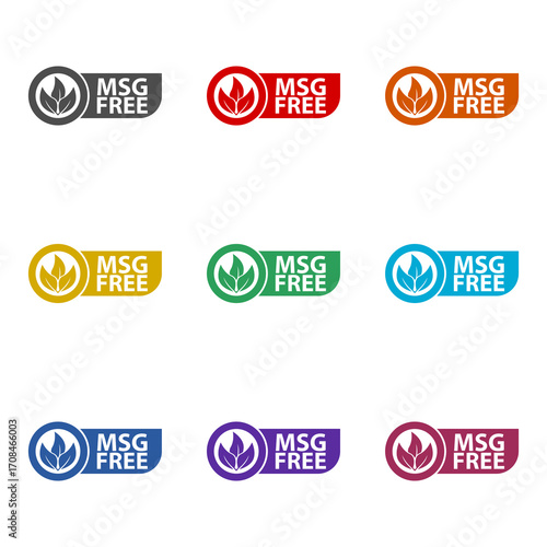 MSG free sign icon isolated on white background. Set icons colorful