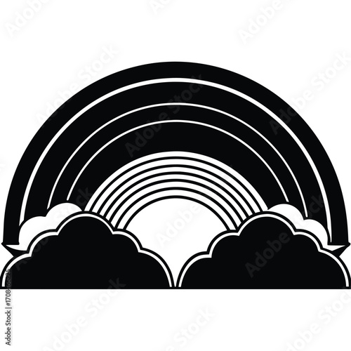 Colorful weather icons illustrate a cloudy sky with sunbeams in a vector illustration, embodying a cheerful cloud computing design
