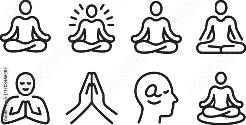 Meditating Figure in Lotus Position Icon Serene Contemplation and Inner Peace Symbol Isolated Vector