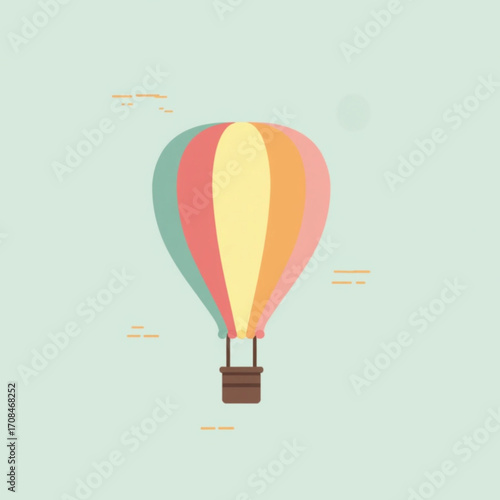 Hot Air Balloon in the Sky: A vibrant hot air balloon floats gently against a clear sky, evoking a sense of adventure and freedom. Its colorful design adds a playful touch.