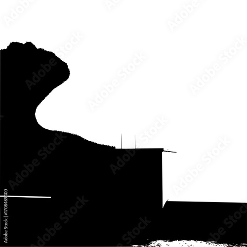 Black and white abstract art silhouette landscape design vector illustration for print and background use