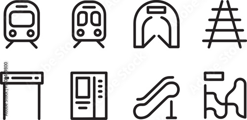 Subway Train Icon Set A Modern Transportation System Symbol for Urban Transit and Commuting Solutions