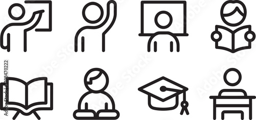 Teacher Explaining Lesson on Board Icon Vector Illustration for Education and Learning Concepts