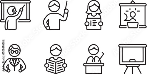 Teacher Explaining on Blackboard Vector Illustration for Education and Learning Concepts Design