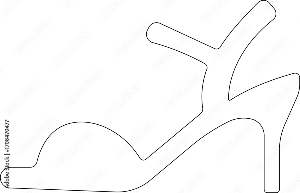 Obraz premium Ladies shoes icon.women's shoes footwear and elegant style and design trends.wedge heels sketch icon line art vector illustration.leather shoes heel icon black and white vector sign.