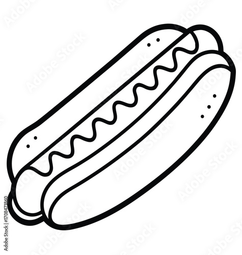 Hot dog cartoon illustration with bun sausage ketchup and mustard