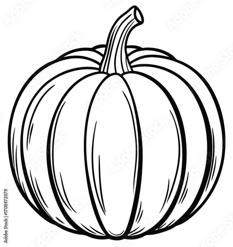 Fresh autumn pumpkin isolated on a white background with leaves, an organic illustration of a healthy Halloween vegetable