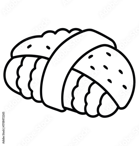 Cartoon illustration of a sweet fish-shaped pastry dessert icon