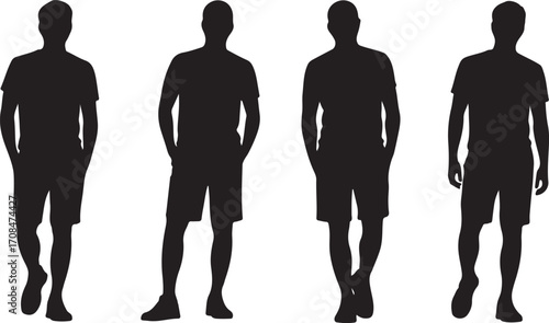 Human Silhouette Collection - Diverse Standing Poses in Black Silhouette