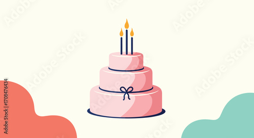 A sweet celebration with a delicious pink tiered cake and festive candles.
