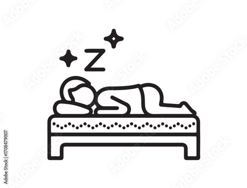 Sleep Icon: Person Resting in Bed - Zzz's Guaranteed!