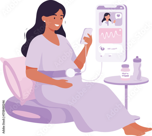 Remote Pregnancy Monitoring Vector

