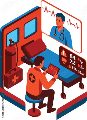 Emergency Ambulance Telemetry Feed Vector
