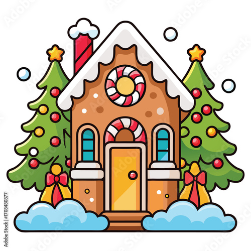 a cute gingerbread house with candy decorations