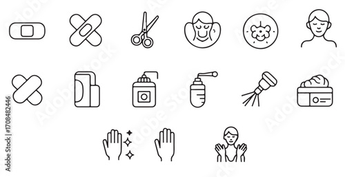 Essential Skincare & First Aid Icons: A Comprehensive Vector Set
