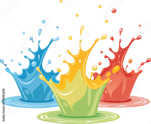 Flat bright abstract liquid splashes
