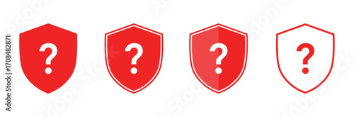 Shield with Question Mark Symbol. Protection, Security, Help, FAQ Concept