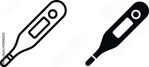 Digital thermometer icon set health care medical device symbol isolated clear design vector