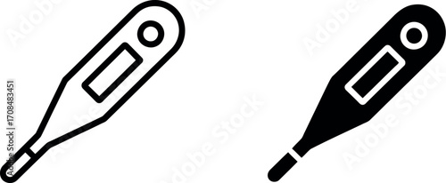 Digital thermometer icons set medical healthcare measurement device iconography representing health vector
