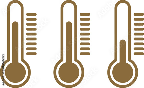Three thermometers measuring temperature levels showing hot warm and cold degrees vector