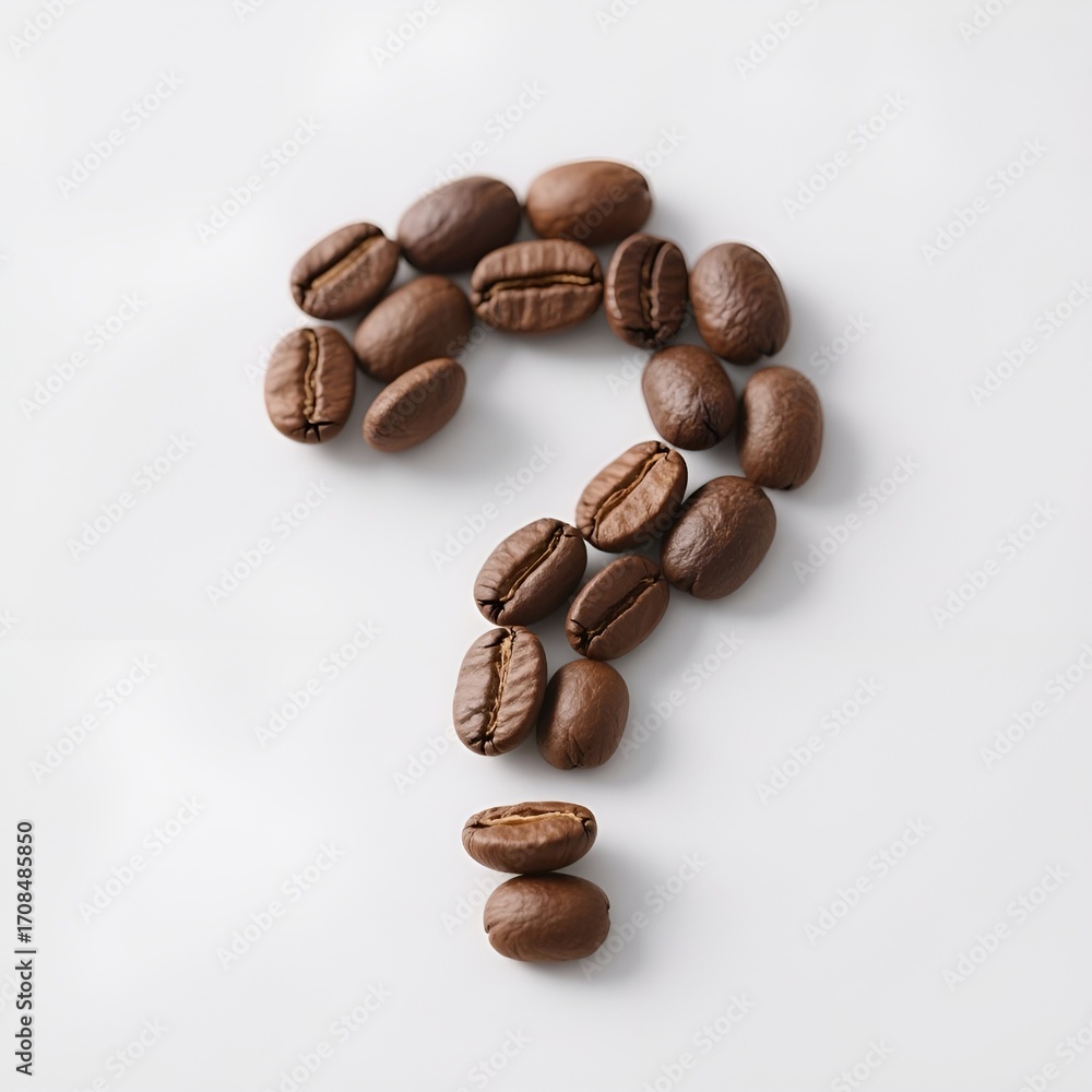 Naklejka premium Coffee Beans Shaped as a Question Mark