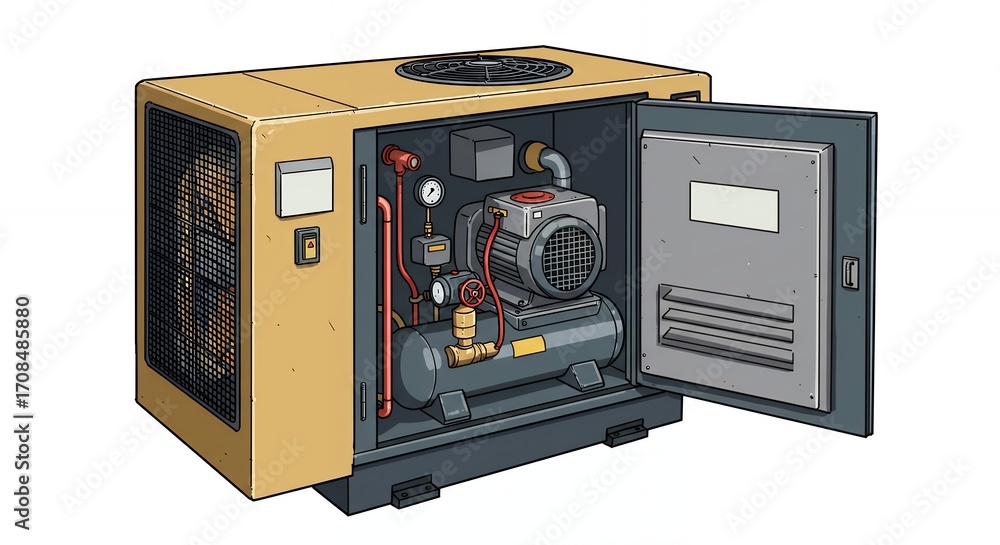Obraz premium Industrial air compressor unit
