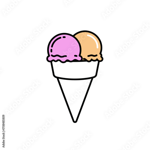 Two scoops of ice cream on a cone