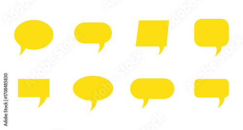 Engaging yellow speech bubbles for creative designs and modern communication with social media messaging set