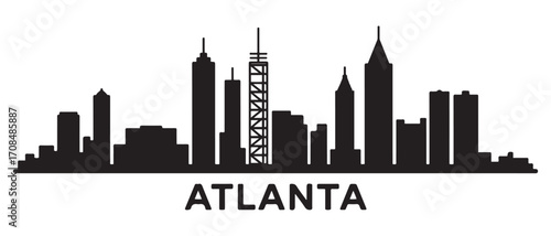 Atlanta Georgia Line Art  skyline silhouette. Black Atlanta city design isolated. with white background