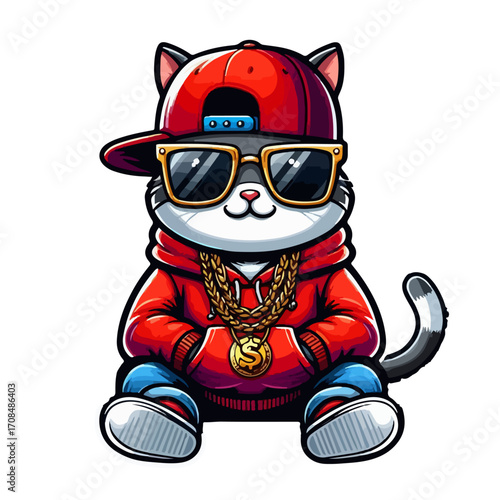 vector illustration of a cool cat character