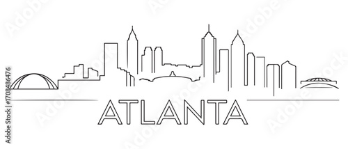 Atlanta Georgia Line Art  skyline silhouette. Black Atlanta city design isolated. with white background