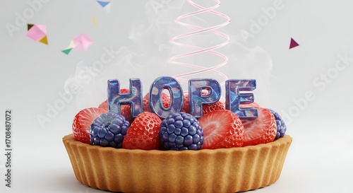 Sweet celebration of hope with fresh berries and festive confetti, inspiring joy and optimism